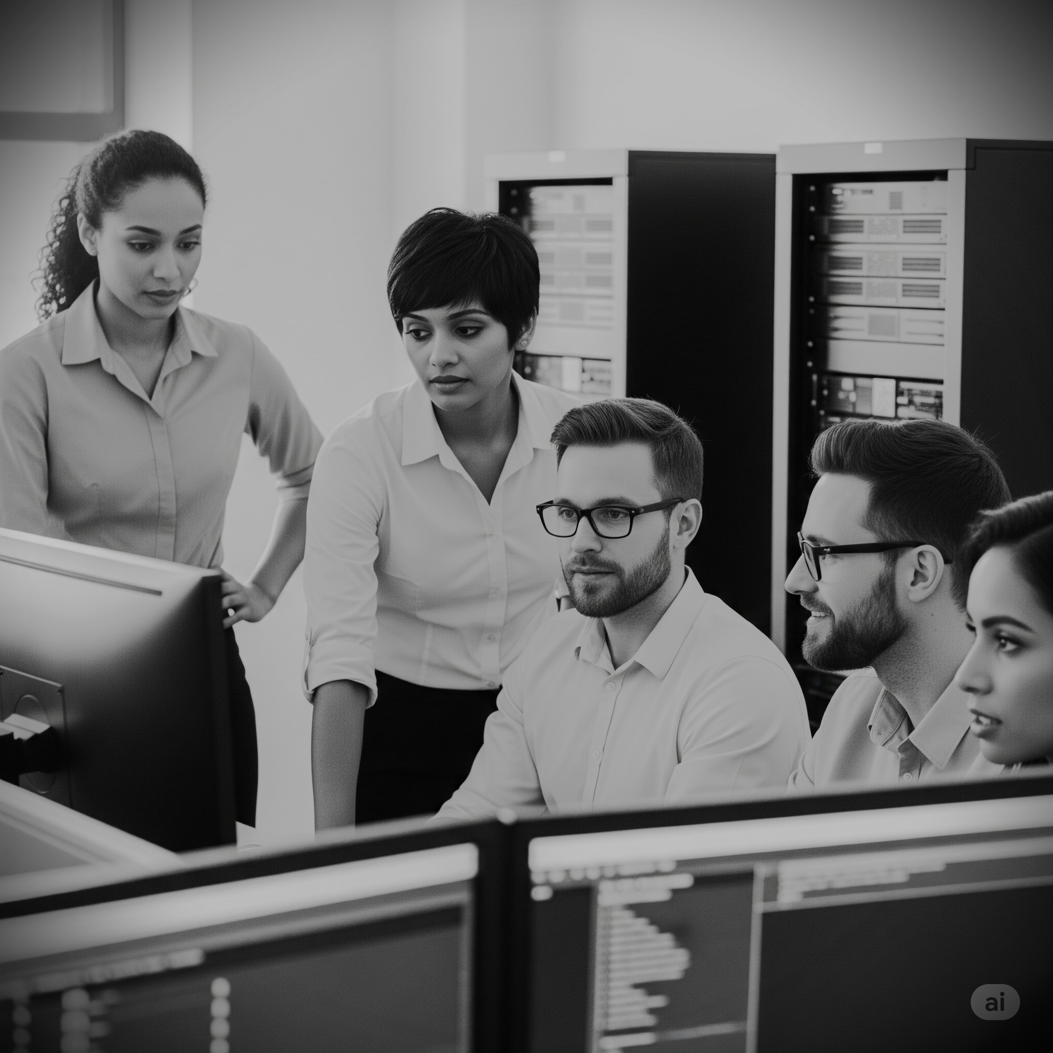 Professional team working together in a modern office